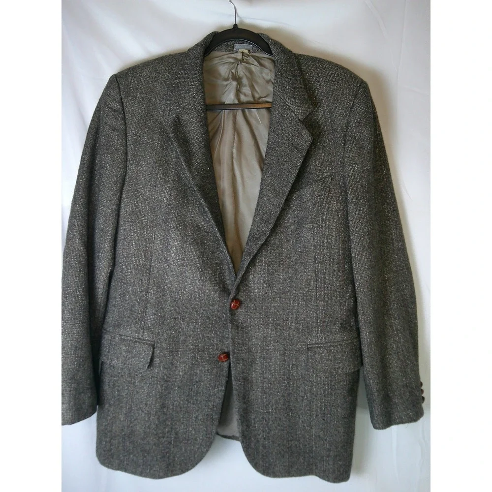 VTG Cooleys Fine Clothing Jean Pierre Styled in Paris Mens‎ Blazer Tweed Brown L